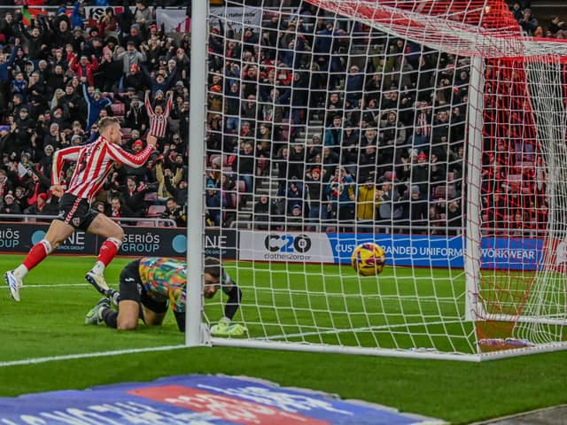Sunderland defender Dan Ballard celebrates scoring against Norwich City
