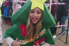 Jade gets into the Christmas spirit for the 2014 Cancer Connections Boxing Day dip in South Shields.