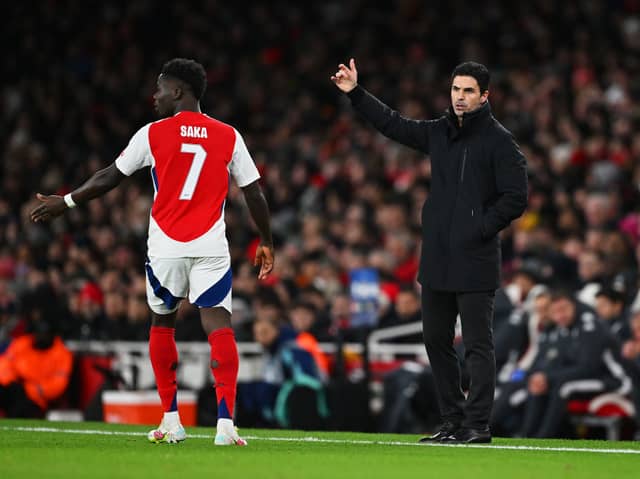 Arsenal's Bukayo Saka is a doubt to face Newcastle United after picking up a hamstring injury.