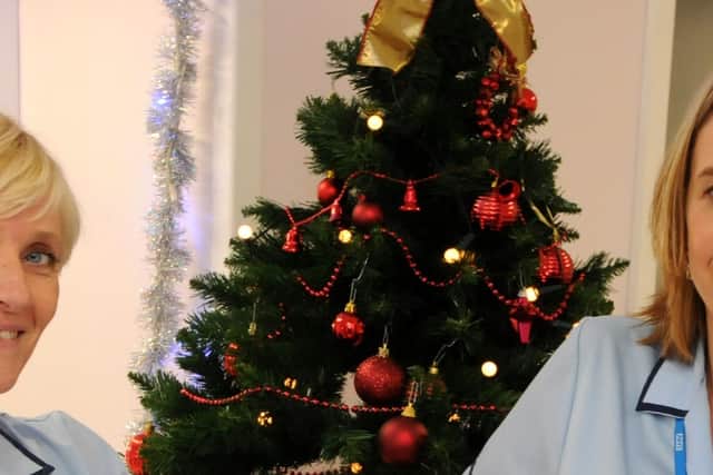 Midwives Anne Mackay and Mandy Jackson who were on hand to welcome festive babies into the world 
in 2011.