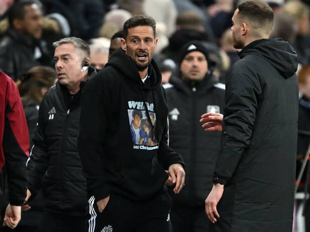 Jason Tindall, Assistant Manager of Newcastle United wears a 'Wham - Last Christmas' hoodie following the Premier League match between Newcastle United FC and Aston Villa FC at St James' Park on December 26, 2024 in Newcastle upon Tyne, England. (Photo by Stu Forster/Getty Images)