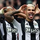 Bruno Guimaraes of Newcastle United celebrates scoring his sides goal which is later disallowed during the Premier League match between Newcastle United FC and Aston Villa FC at St James' Park on December 26, 2024 in Newcastle upon Tyne, England. (Photo by Ian MacNicol/Getty Images)