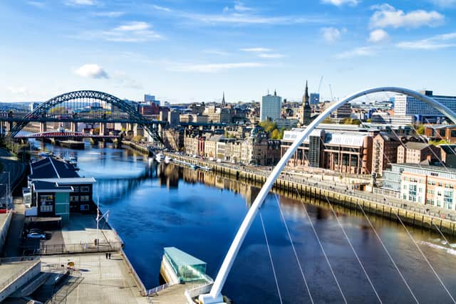 The Iconic Tyne Bridge spans the River Tyne, between Newcastle and Gateshead