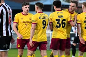 South Shields celebrate after Tom Allan scored in their Boxing Day draw at Spennymoor Town (photo Kevin Wilson)