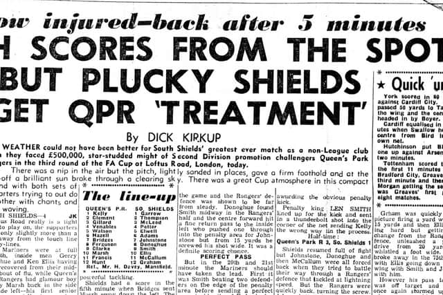 The Gazette report on Shields' famous match at Loftus Road in 1970.