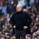 Manchester City manager Pep Guardiola. Guardiola has praised James McAtee following his performance against Leicester City.