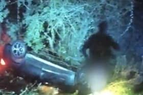 Drink-driving glamper flips car while going to buy more alcohol.