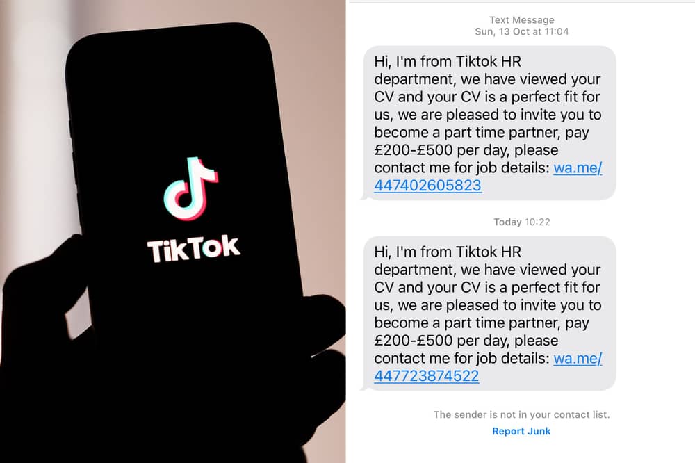 TikTok scam message to watch out for in 2025. 