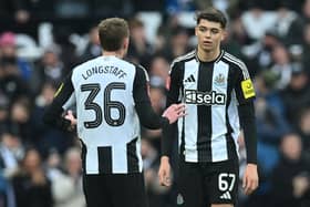 Lewis Miley in action for Newcastle United. 