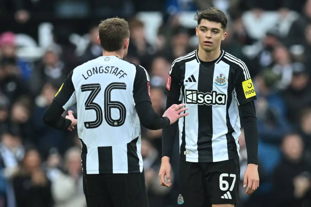 Lewis Miley after scoring Newcastle United’s equaliser v Bromley. 