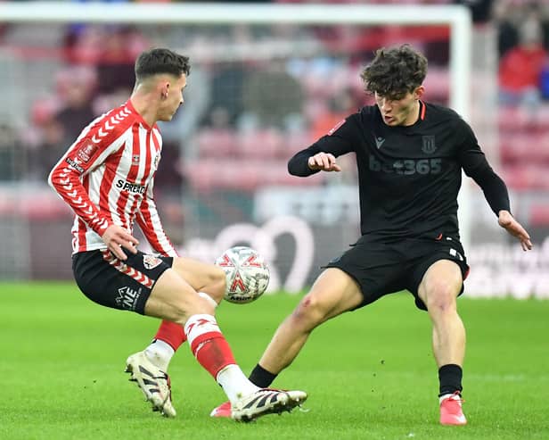 Chris Rigg in action as Sunderland took on Stoke City in the FA Cup third round at the Stadium of Light