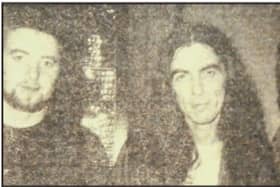 Splinter members Bob Purvis and Bill Elliott with George Harrison, centre.