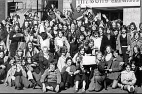 Protesting pupils who marched from West Park Comprehensive School to the Shields Gazette office.