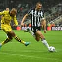 Donyell Malen in action for Borussia Dortmund against Newcastle United. Malen is on the verge of joining Aston Villa