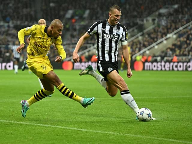 Donyell Malen in action for Borussia Dortmund against Newcastle United. Malen is on the verge of joining Aston Villa