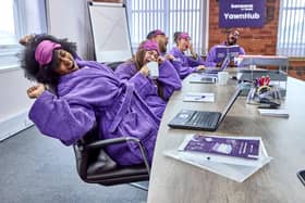 A group of Bensons workers come together to celebrate the humble yawn