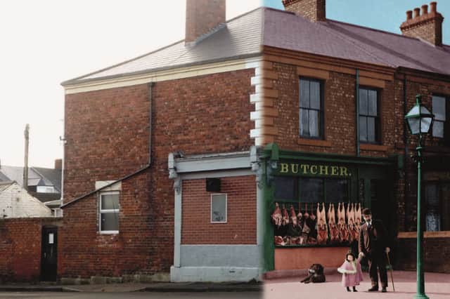 This look back at Albert Road shows the street in the days of Amos family butchers as well as how it looks now.