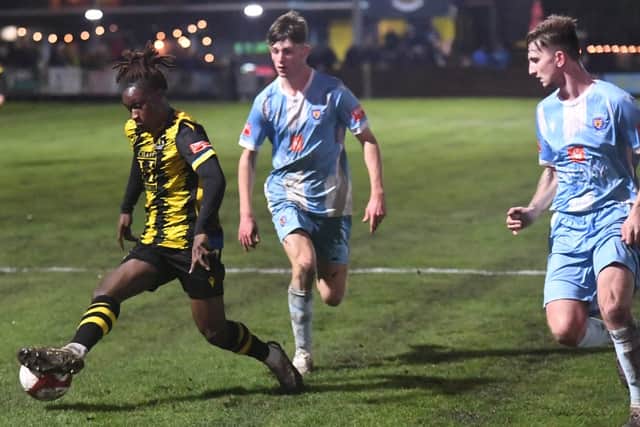 Action from Hebburn Town's 3-2 defeat against Morpeth Town (photo Tyler Lopes)