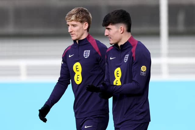 Anthony Gordon (left) and Tino Livramento pictured on England duty