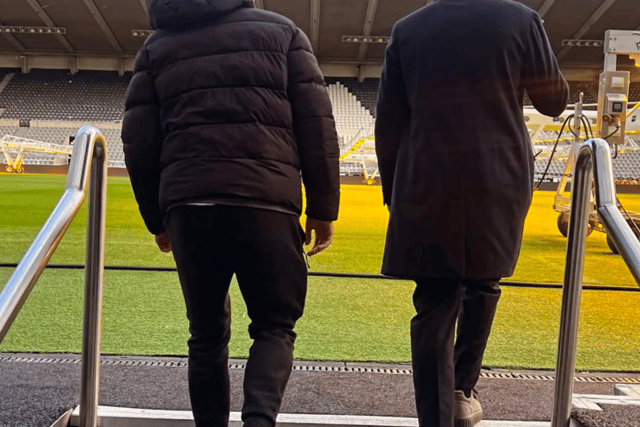 Salia and his agent at St James' Park.