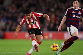 Mateus Fernandes of Southampton scores his team's second goal during the Premier League match between Southampton FC and Newcastle United FC at St Mary's Stadium on January 25, 2025 in Southampton, England. (Photo by Ryan Pierse/Getty Images)