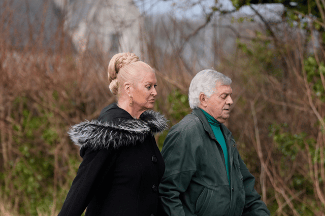 Kim Woodburn arrives for the funeral of The Vivienne.