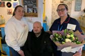 Kerry Main and Nick Atkinson thanked Paula Jackson for saving him as they were reunited at Mac 'n' Alli cafe.