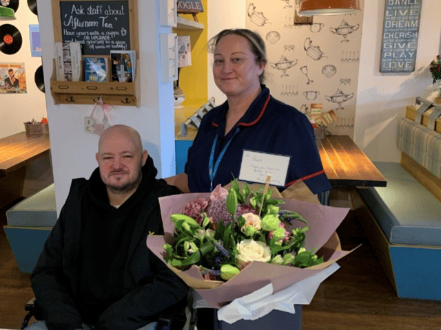 Nick Atkinson has thanked Community Matron Paula Jackson for helping to save his life when he had a cardiac arrest in Boldon Asda.