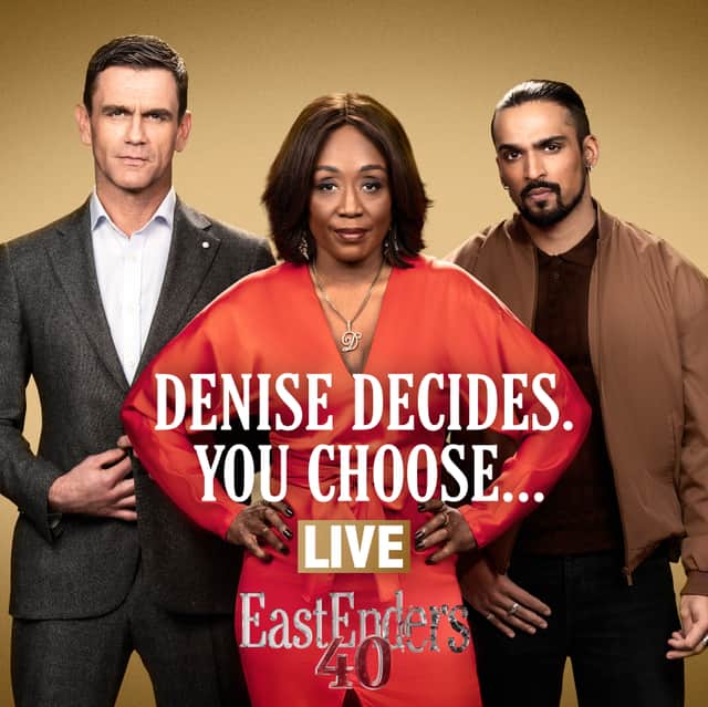EastEnders will celebrate its 40th anniversary with a special week of episodes, including one live episode in which viewers can vote on Denise's storyline.
