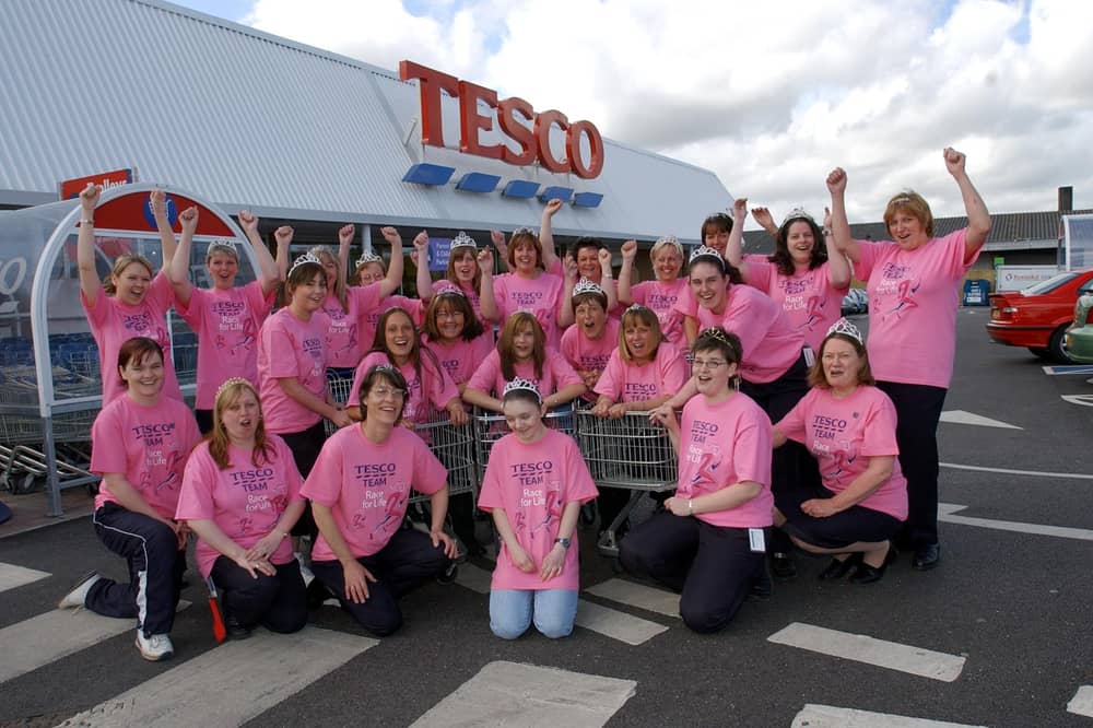 Three cheers for these Tesco staff who tackled Race For Life in 2004.
