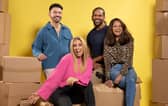 Stacey Solomon with the rest of her Sort Your Life Out team: (L to R) Iwan Carrington, Rob Bent and Dilly Carter