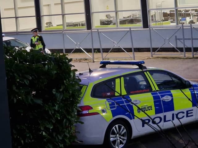 Police remain at the scene at All Saints School, Sheffield