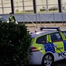 Police remain at the scene at All Saints School, Sheffield