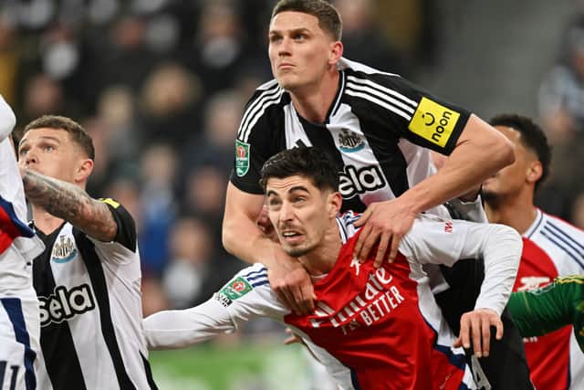 Sven Botman in action against Arsenal. 