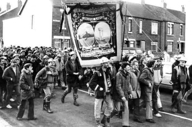 Westoe's miners on the march in 1985. A commemorative event is planned next month.