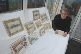 Vince Rea pictured in 2008 with memorabilia related to the Jarrow March and Palmer's Shipyard.