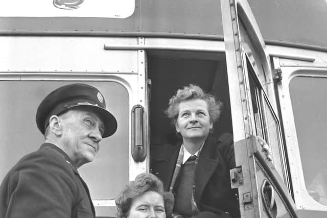 Pat Entwhislte, and Joyce Beaumont (centre) were bus conductors in 1967.