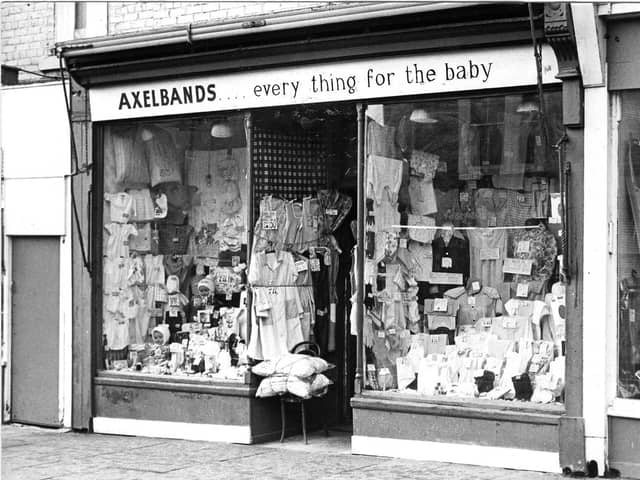 This photo from January 1983 shows just how much was packed into the window displays at Axelbands.