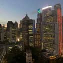 The view from the hotel room at The Murray, Hong Kong