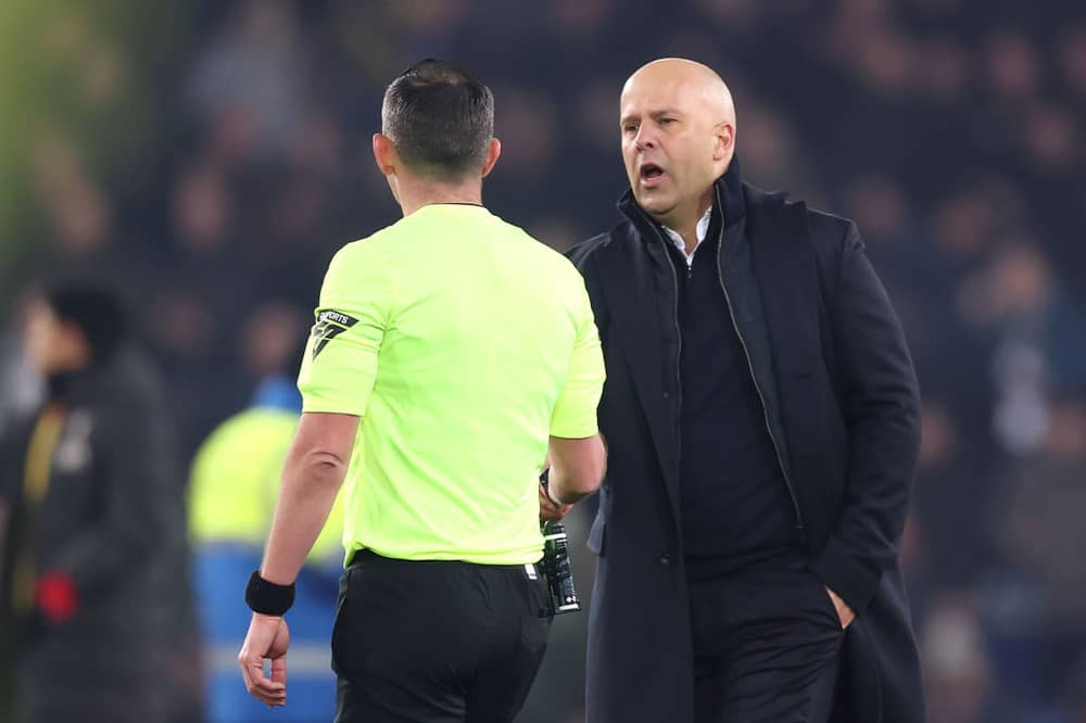 Arne Slot was shown a red card following Liverpool's draw with Everton.