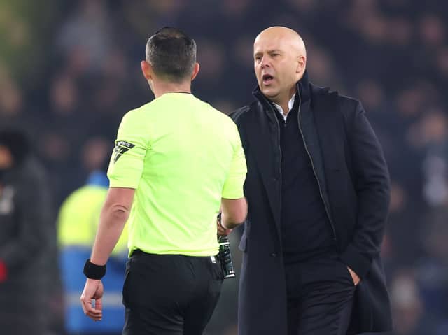 Arne Slot was shown a red card following Liverpool's draw with Everton.