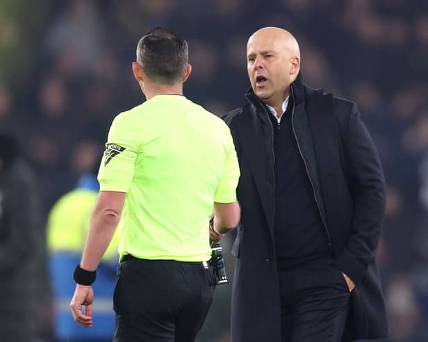 Arne Slot was shown a red card following Liverpool's draw with Everton.