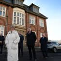 From left: George Clark, Vice Chair of Tyne Coast College; Dr Lindsey Whiterod CBE, Chief Executive South Tyneside College; Paul Macking, Chairman of PMC Ltd; Cllr Tracey Dixon, Leader of South Tyneside Council; Andrew Dawson, Managing Director at Castle; Tony Lister, Co-Founder and CEO at Castle and Dr Malcolm Grady, Chair of Governors.