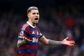 Bruno Guimaraes reacts against Manchester City. 