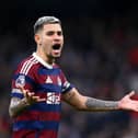 Bruno Guimaraes reacts against Manchester City. 
