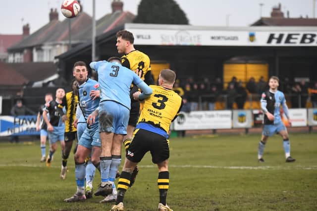 Hebburn Town fell to a 3-2 defeat against Northern Premier League Premier Division rivals Worksop Town (photo Tyler Lopes)