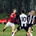 Kyle Fitzgerald (right) in action for Newcastle United U18 v Man Utd