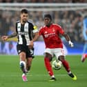 Anthony Elanga in action for Nottingham Forest against Newcastle United earlier this season.