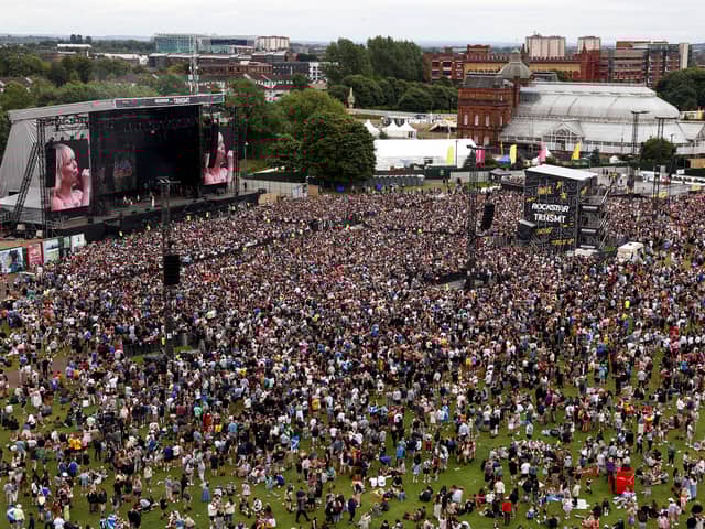 Crowd gathers to watch Natasha Bedingfield perform on day two of the TRNSMT Festival 2024 at Glasgow Green on July 13, 2024 in Glasgow, Scotland.