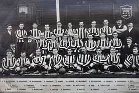 An original postcard showing the Newcastle United Championship winning squad for the 1904-05  season including star players Colin Veitch, James Lawrence (mis-spelt Laurence on the card) Bill McCracken, Andy Aitken, Alex Gardner, Jack Rutherford, Willie Appleyard and Jack Carr, card from photographers collection. (Stu Forster/Getty Images/Hulton Archive)